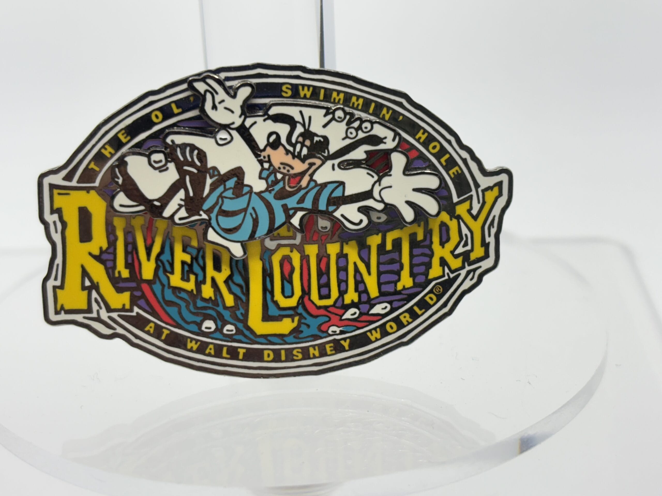 Disney River Country pin featuring Goofy splashing, from the wdwnt summer auction—“The Old Swimmin' Hole at Walt Disney World.”